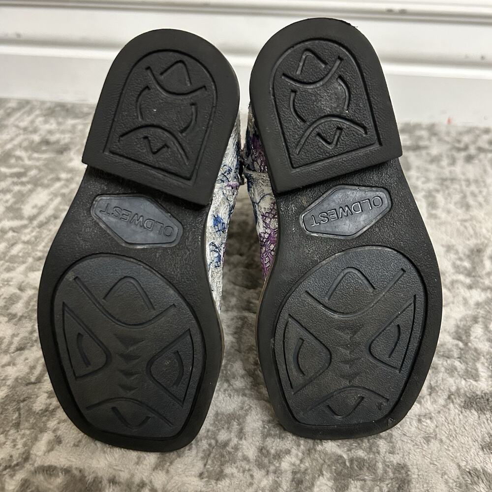 Old West Western Boots Girls Toddler Size 7.0-D Child Floral Sparkle Square Toe - Picture 12 of 12